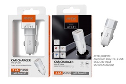 [0051970] AT741 白+ 银色车载充电器2USB 5V  2.4A 